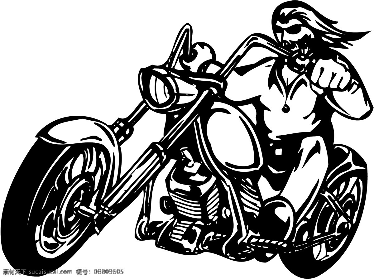 雷霆战车 摩托车 矢量 装饰图案 欧美风格 矢量eps 设计素材 其它图案 矢量图库 白色