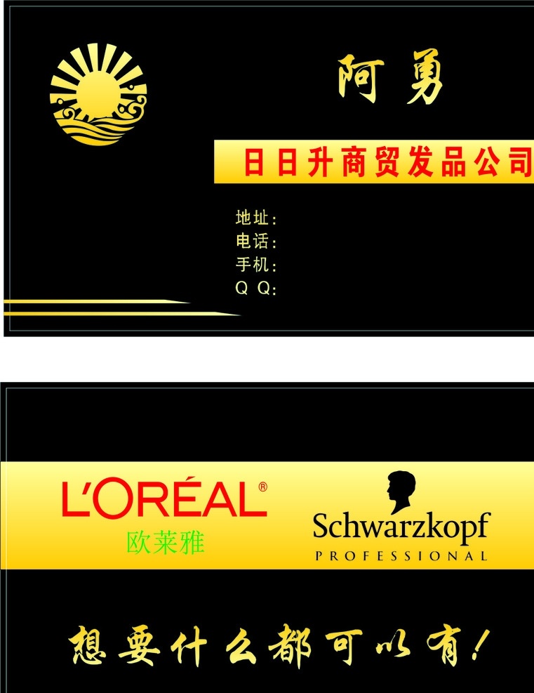 日日升名片 日日升 黑色 歐萊雅 高檔 簡(jiǎn)單 名片集 名片卡片