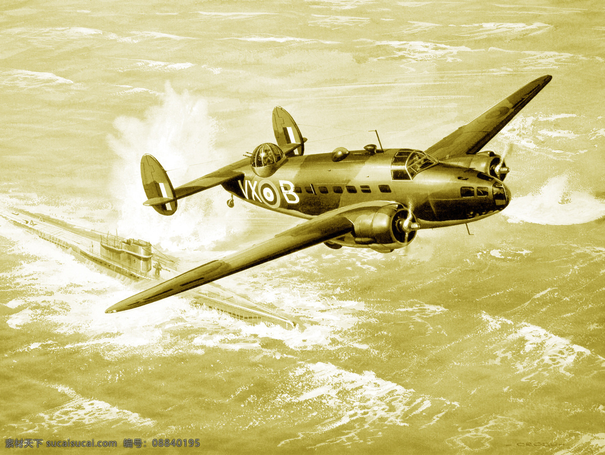 二战战斗机 复古 飞机 战斗机 海洋飞行 黄色