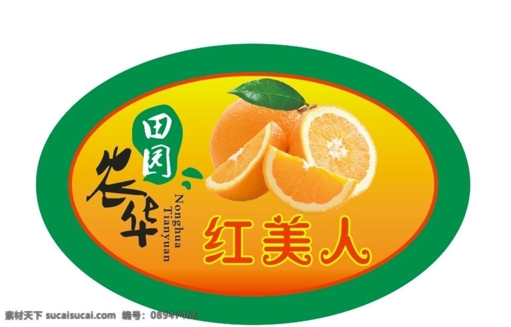 红美人 柑橘 水果商标 田园农华 柑橘商标 logo设计