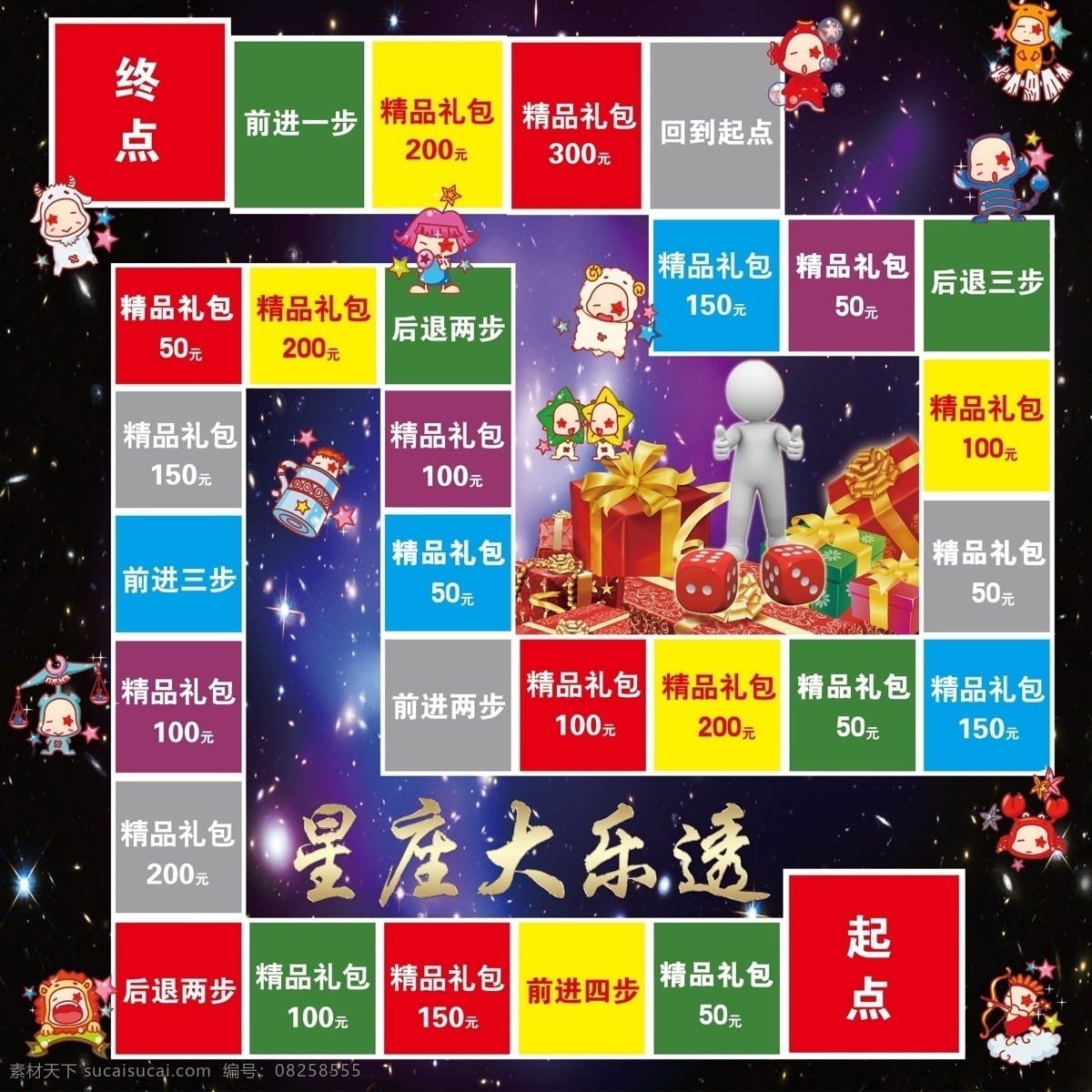 星座大樂透 星座 跳棋 大樂透 獎品 廣告設計模板 源文件