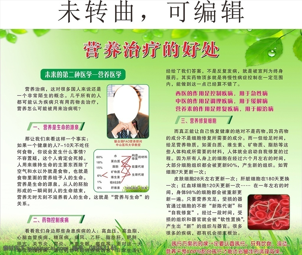 營(yíng)養(yǎng)保健 細(xì)胞 營(yíng)養(yǎng)的好處 醫(yī)學(xué) 綠背景 春天 營(yíng)養(yǎng)學(xué) 展板模板