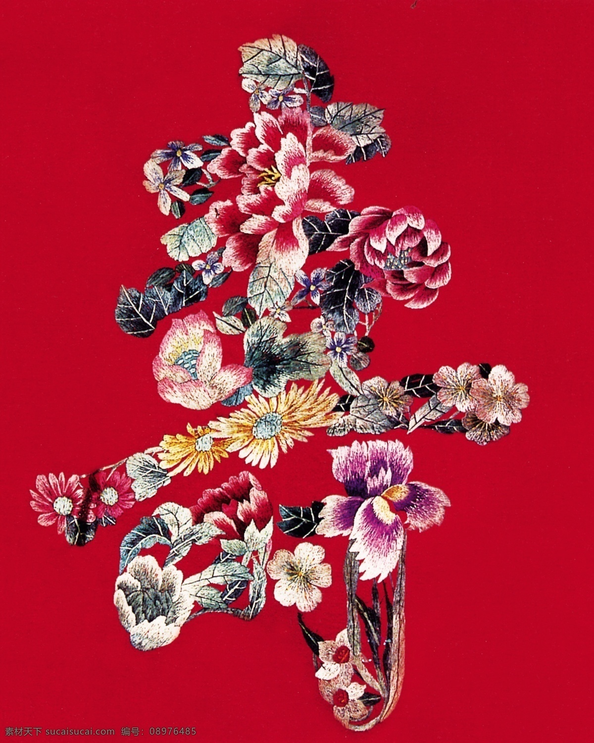 中式 元素 布紋 百花 祝壽 圖 刺繡 花 貼畫 龍紋 壽 花紋圖案寓意