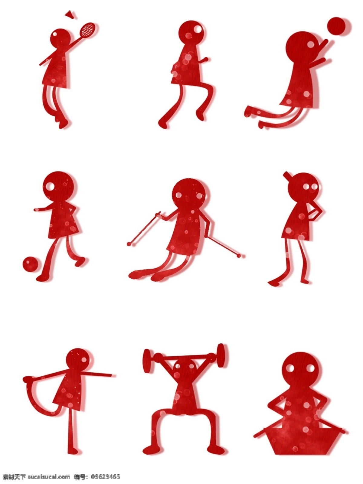手绘 小人 体育运动 图标 商用 运动 羽毛球 跑步 红色 手绘小人 体育 投篮 滑雪 踢足球 免抠 矢量 棒球 瑜伽 举重 划船 手绘图标 简单 简洁
