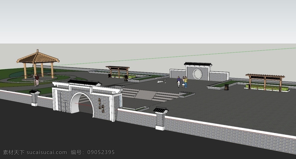 skp 廣場 中式廣場 鄉(xiāng)村廣場 農(nóng)村廣場 3d設(shè)計(jì) 3d作品