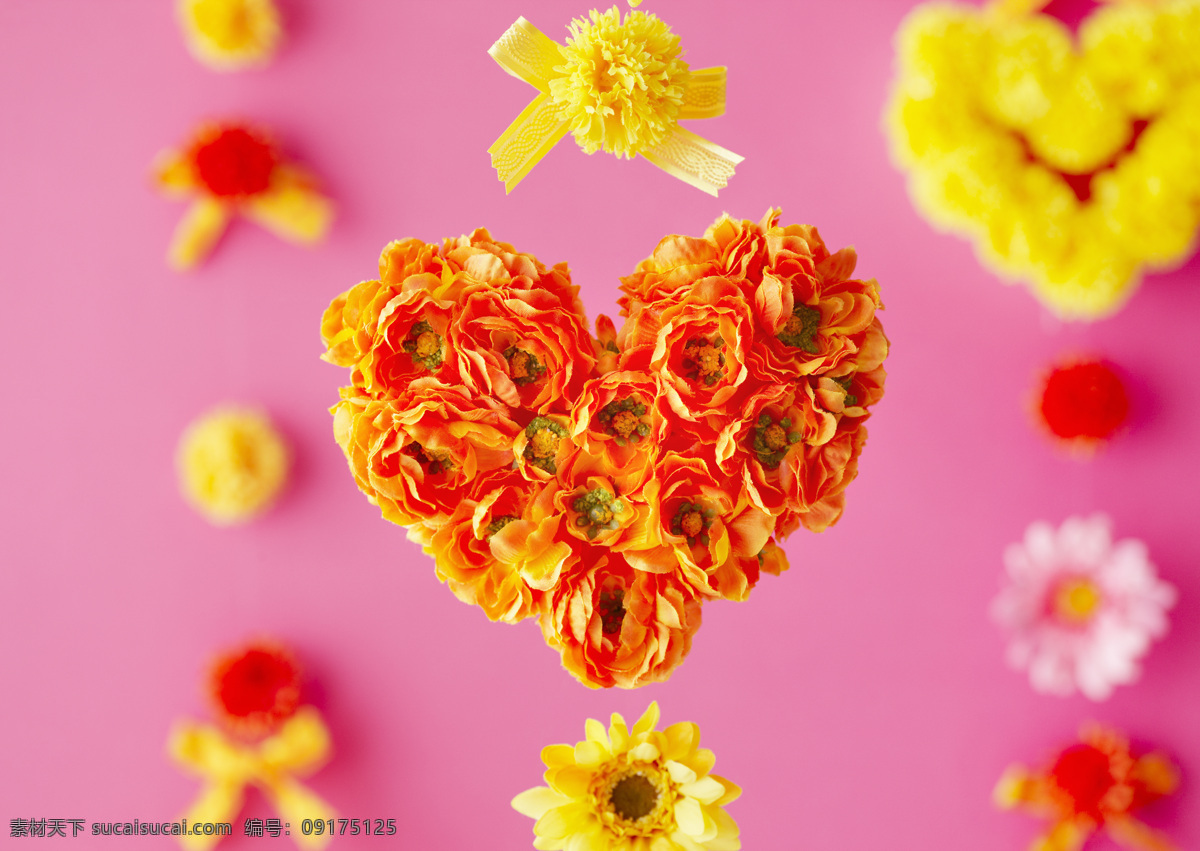 心形 花团 鲜花 粉红 浪漫 节日素材 其他节日