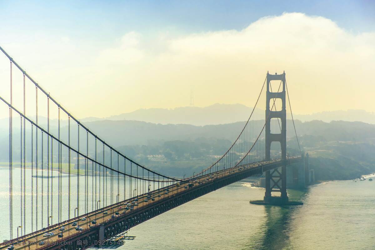 清晨 金门大桥 旧金山 大海 洛杉矶 斜拉桥 水面 早晨 早上 自然景观 建筑景观