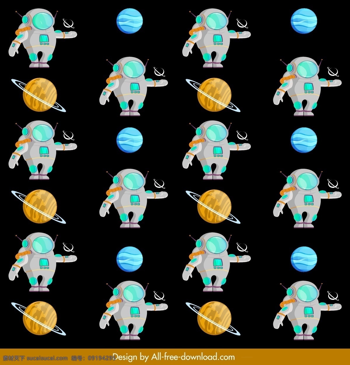 宇航员 宇宙土星背景 矢量图 土星 无缝背景 海王星 宇宙 探空 探索 太空 遨游太空 遨游 底纹边框 背景底纹
