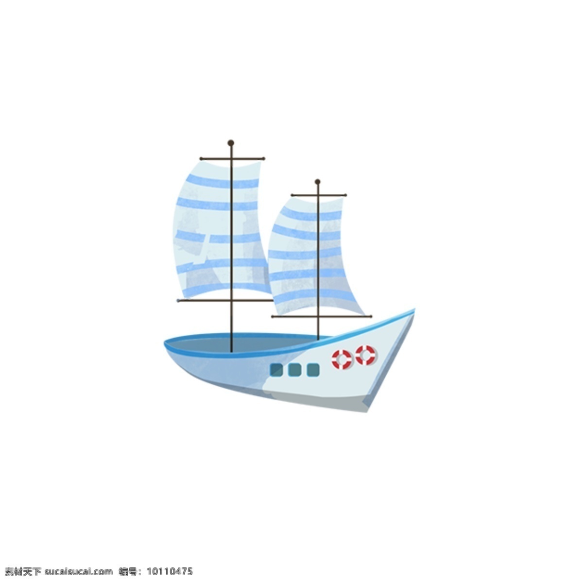 帆船插画 插画 清新插画 船 帆船 小船 彩色帆船 大船 海浪
