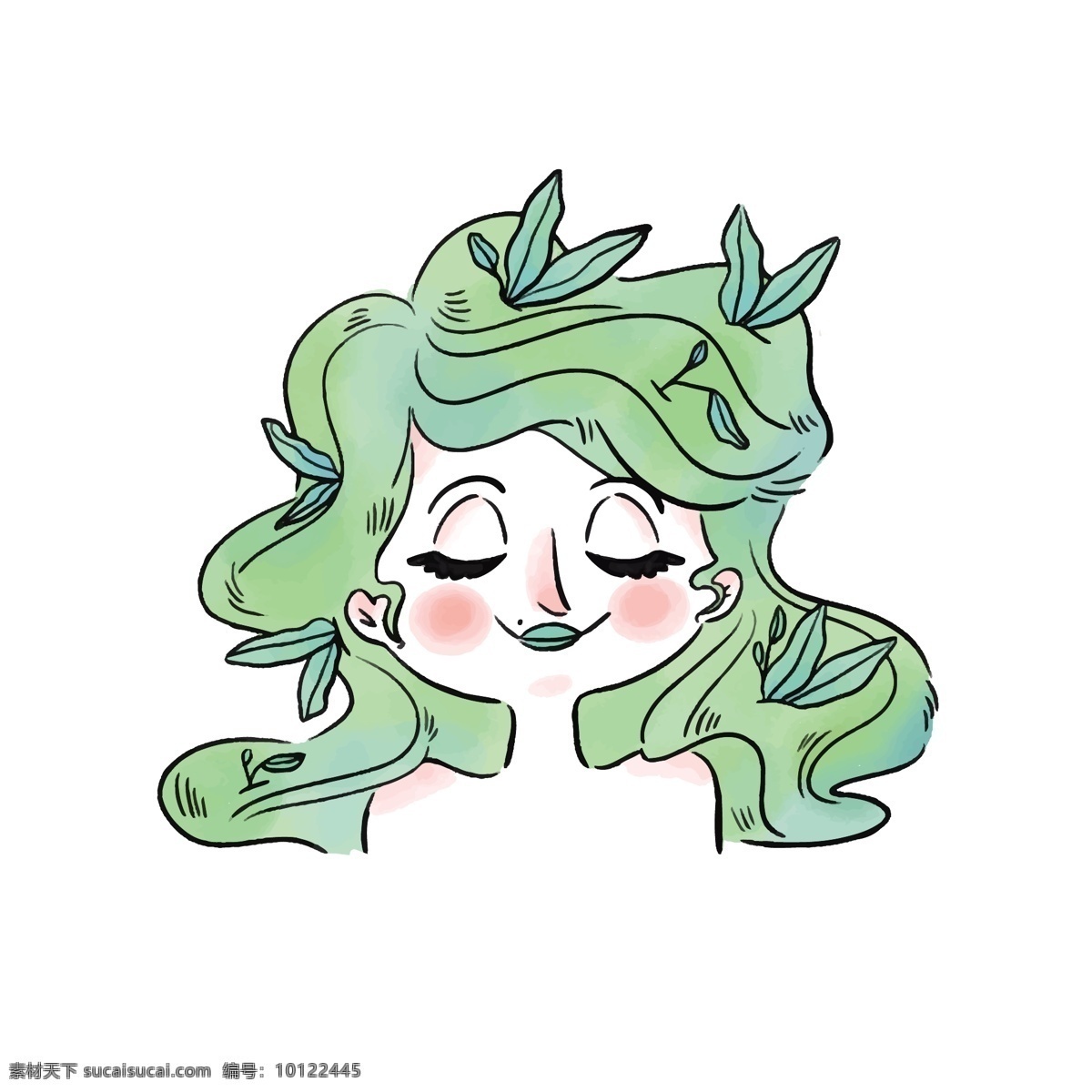 绿色 头发 女人 矢量 绿色的 绿色头发 手绘女人 女人头像 手绘 头像 女人的头像 绿色的女人