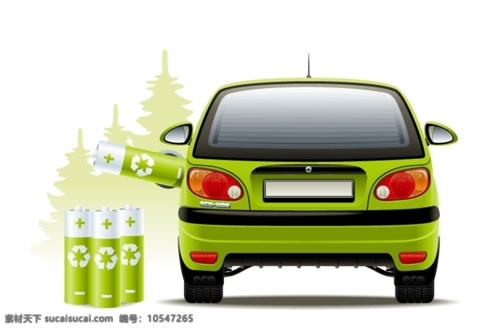绿色 混合 动力 汽车 矢量 混合动力汽车 太阳能电池 氢燃料电池 交通工具 电动汽车 矢量图 交通工具设计 现代科技