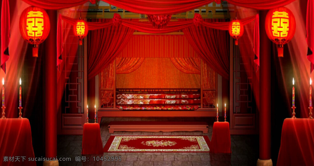 古建 新婚 景 循環(huán) 中式 婚禮 視頻素材 婚房 avi 紅色