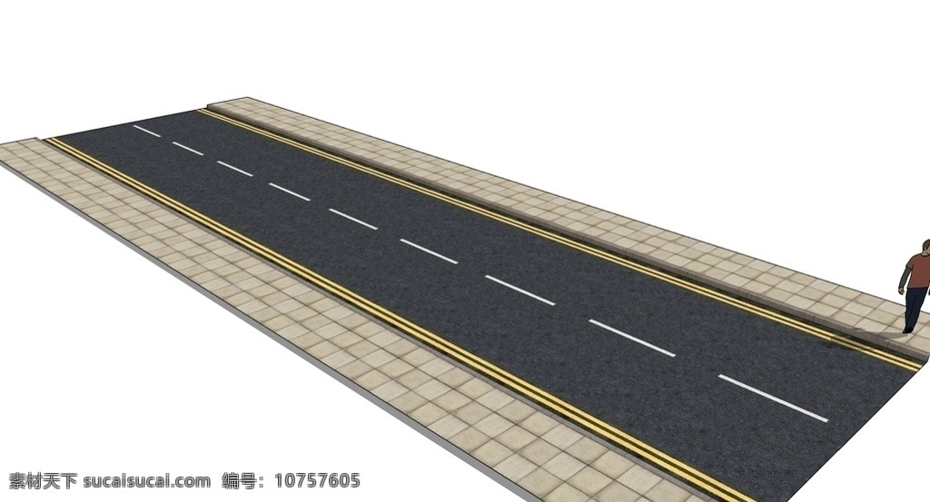 马路 水泥路 公路 场景 su 模型 公路场景 su模型 3d sketchup 3d设计 室外模型 skp