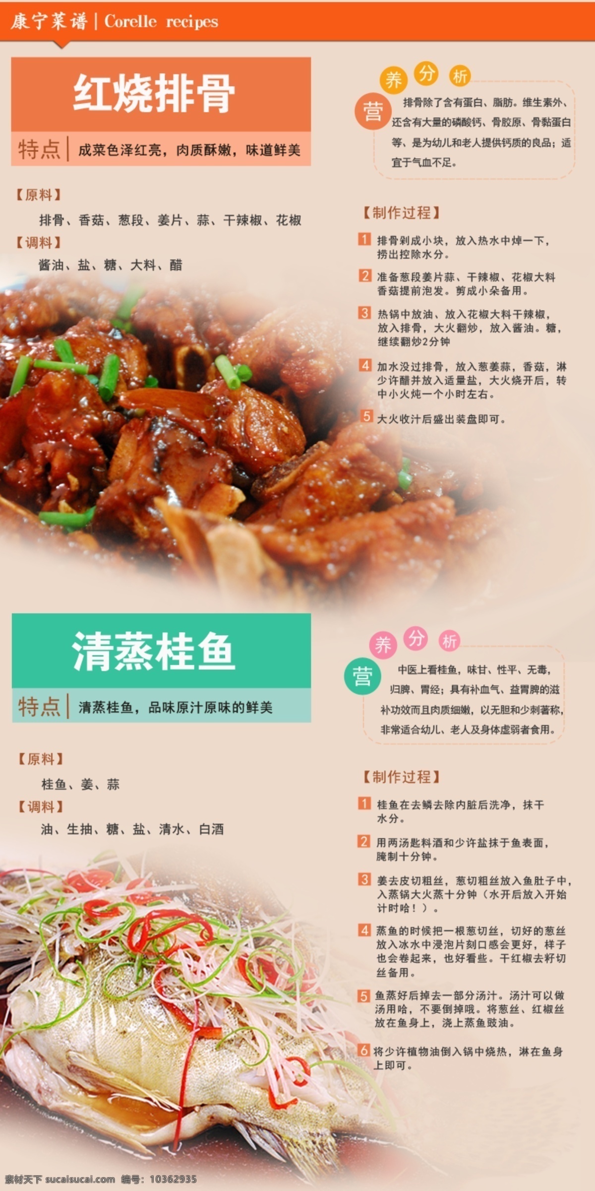 菜譜 紅燒 排骨 清蒸 桂魚 紅燒排骨 清蒸桂魚 psd源文件 餐飲素材