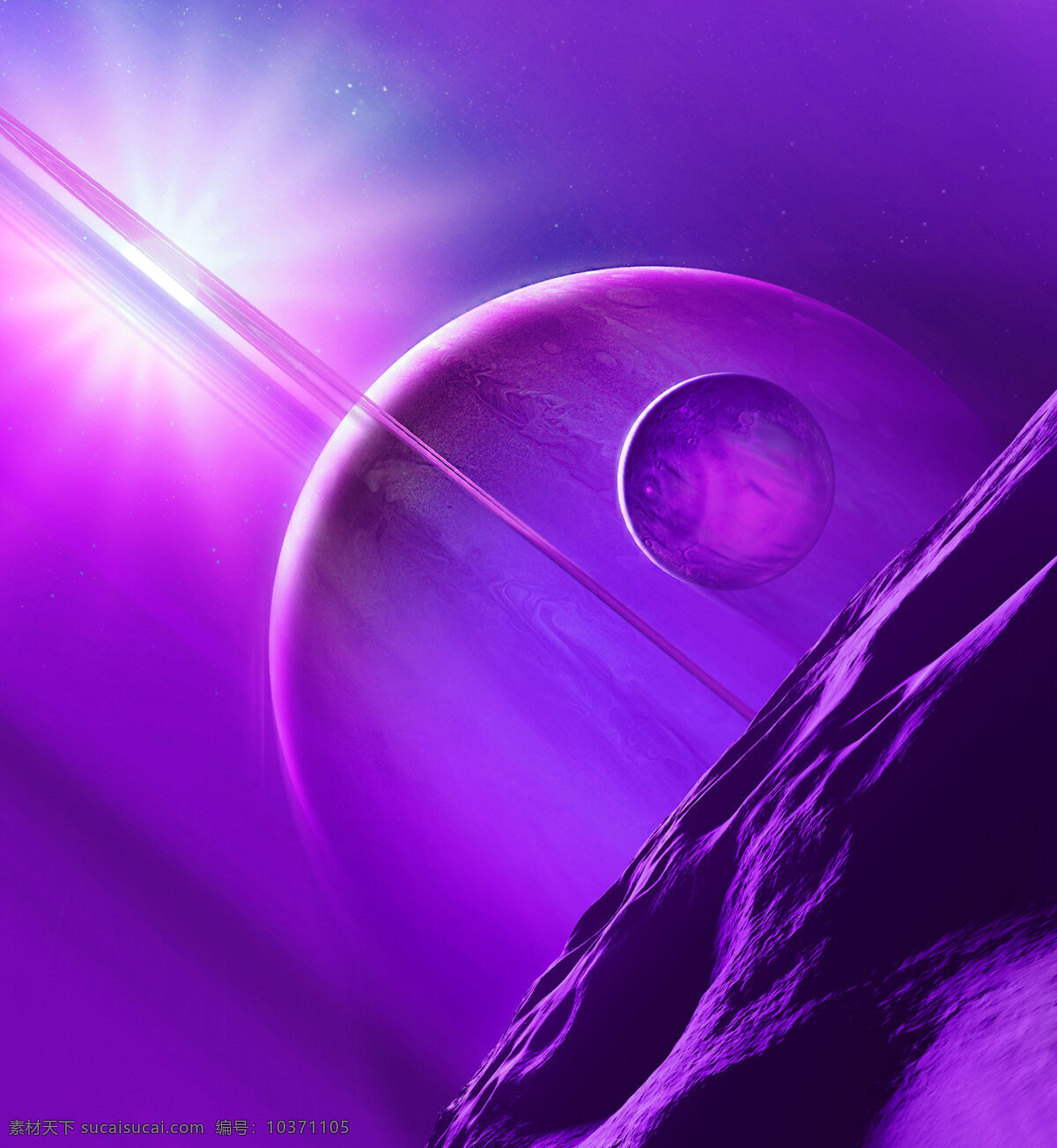 抽象 外 太空 插画 外太空 宇宙 太阳系 蓝紫 渐变 背景
