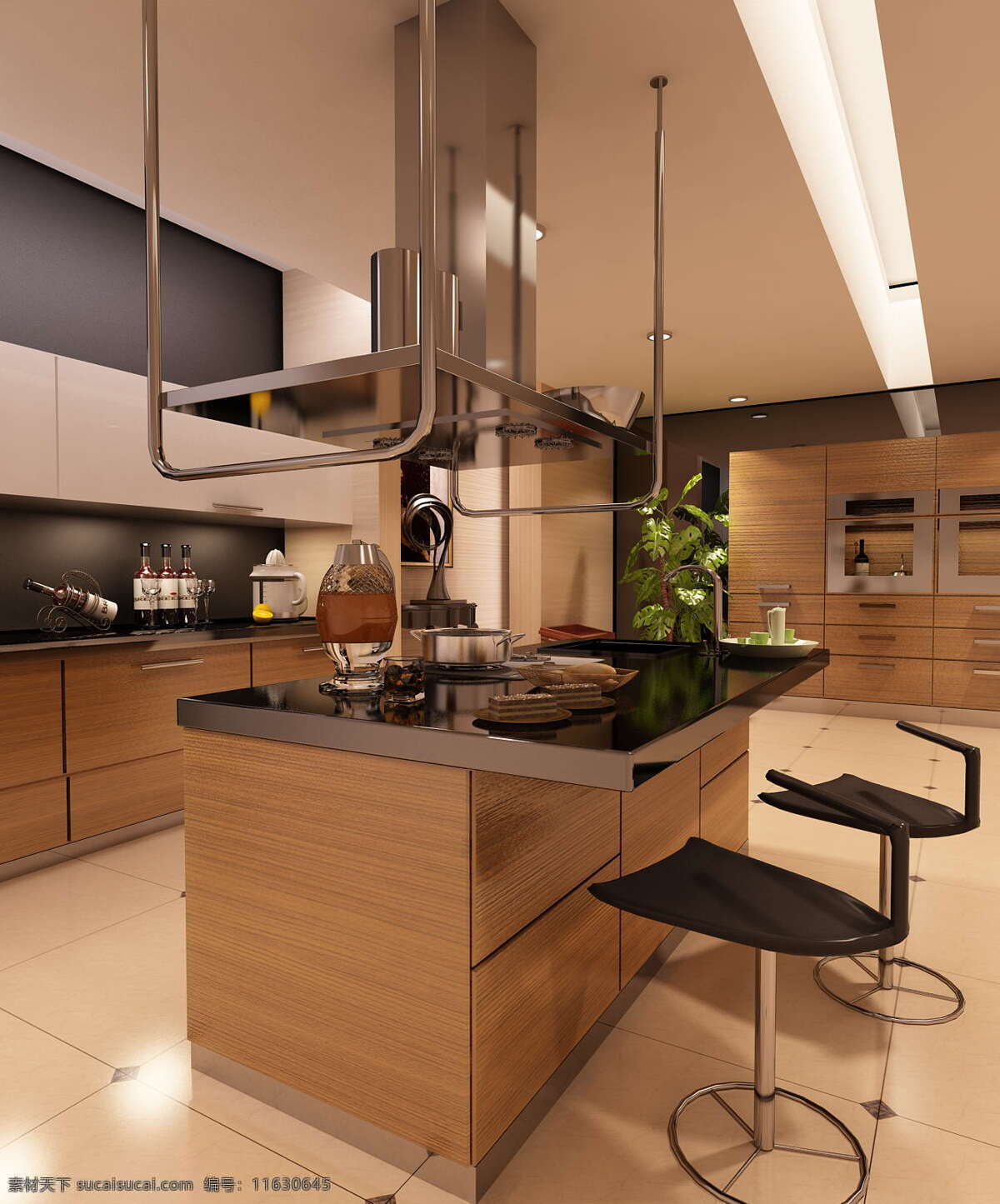 现代主义 简约 风格 厨房 夜景 简约风格 现代 简雅 时尚 室内设计 环境设计