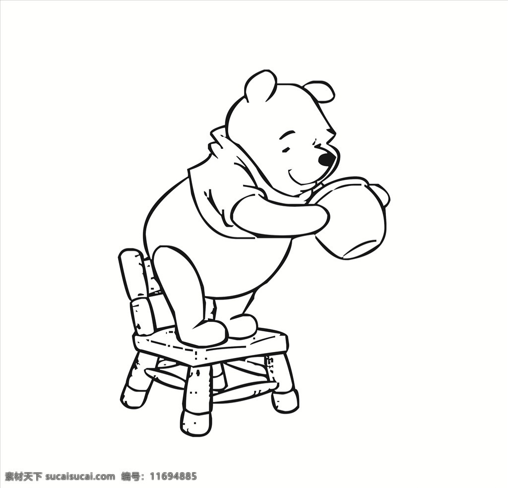 小熊维尼 场景 插画 卡通 动画 矢量图 硅藻泥 图案 刻图 椅子 凳子 罐子 坛子 蜂蜜 动漫动画 动漫人物
