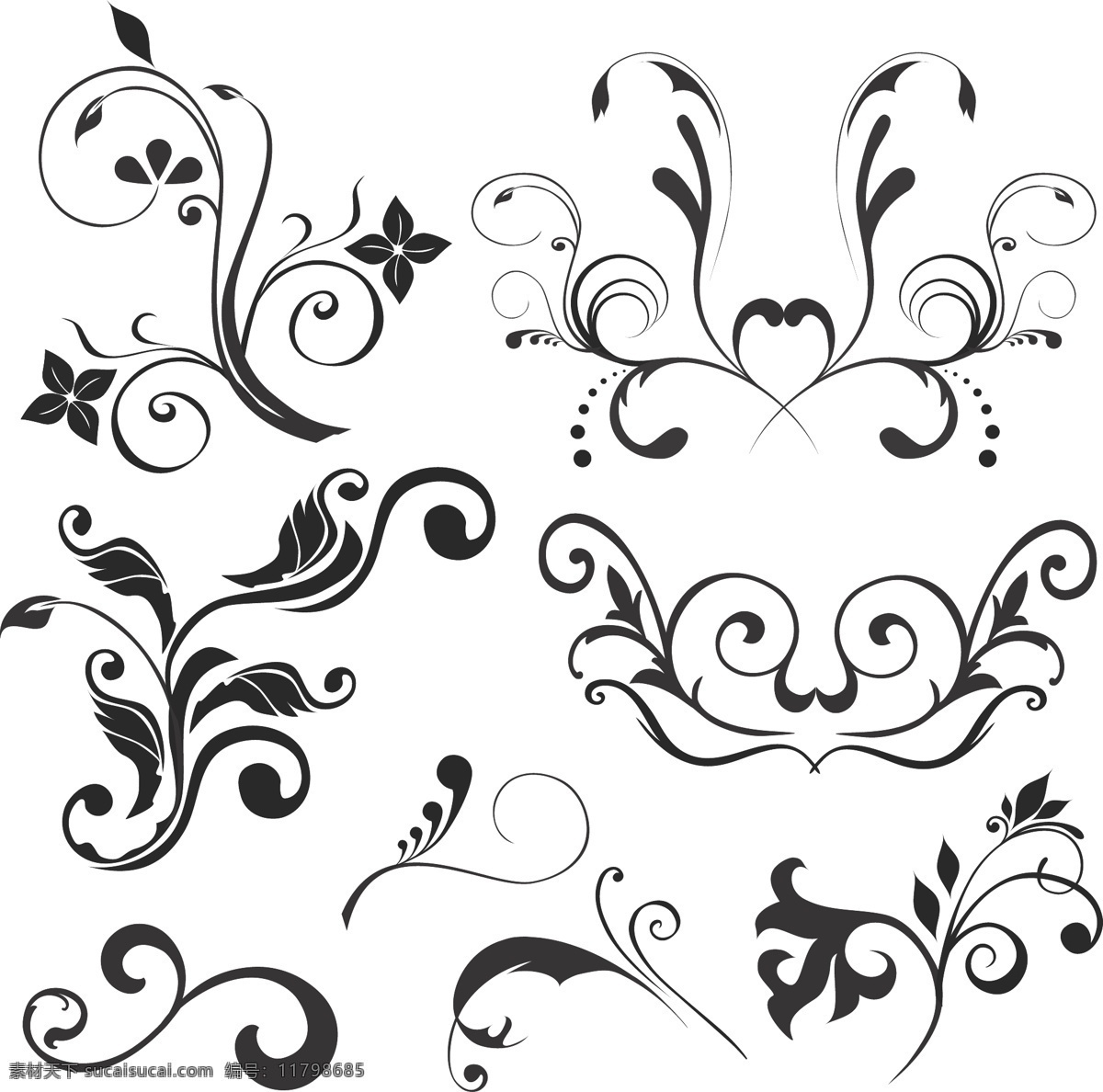 单色 花纹 矢量 设计素材 单色花纹 花纹样式 模板 设计稿 矢量设计 素材元素 图案设计 植物花纹 源文件 矢量图