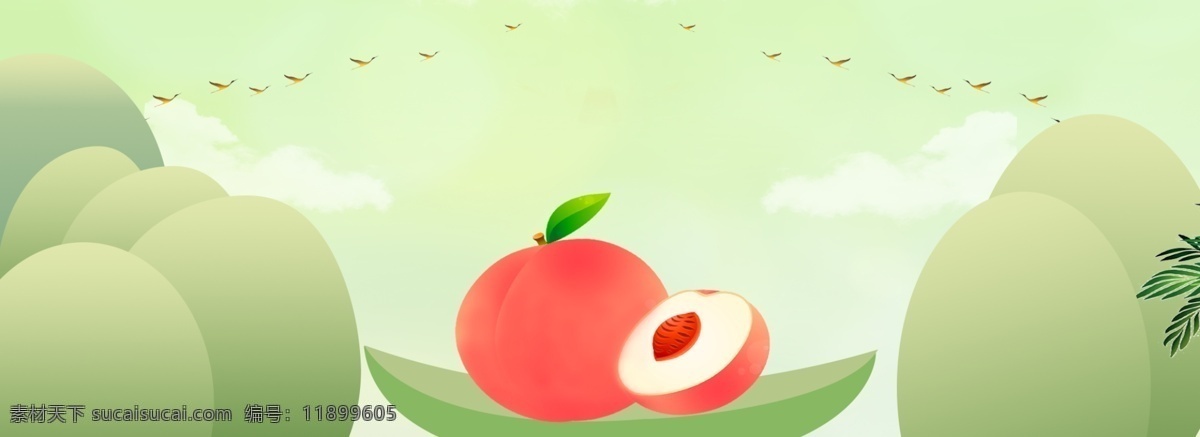 绿色 清新 桃子 水果 背景 背景素材 清新桃子 水果背景 背景展板 彩色背景 背景设计 广告背景