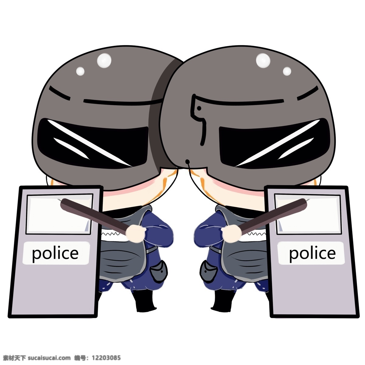 简约 手绘 警察 装饰 元素 装饰元素 警车 头盔 警戒 警牌 警棍