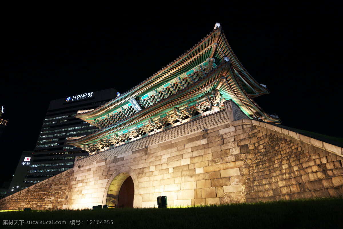 韩国首尔风光 汉城 韩国 古代 传统 灯光 夜色 古城 城墙 历史古迹 韩国风光 韩国风景 崇礼门 首尔 国外旅游 旅游摄影