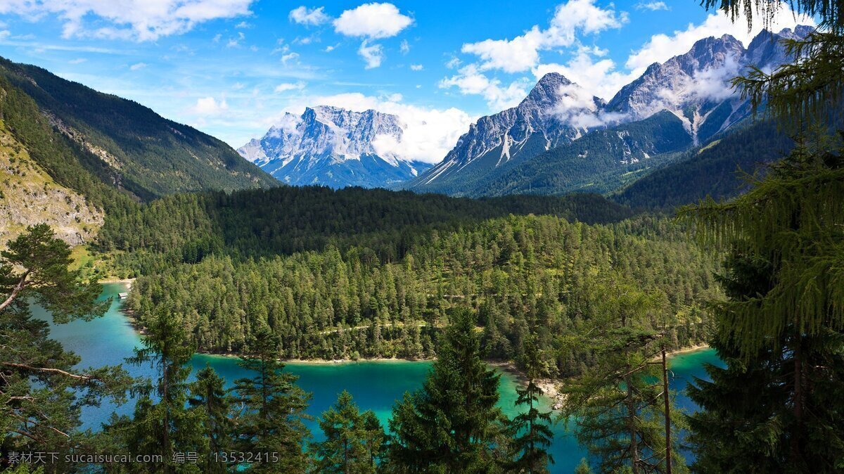 自然山水景觀 森林 山水 藍(lán)天白云 河水 自然景觀 山水風(fēng)景