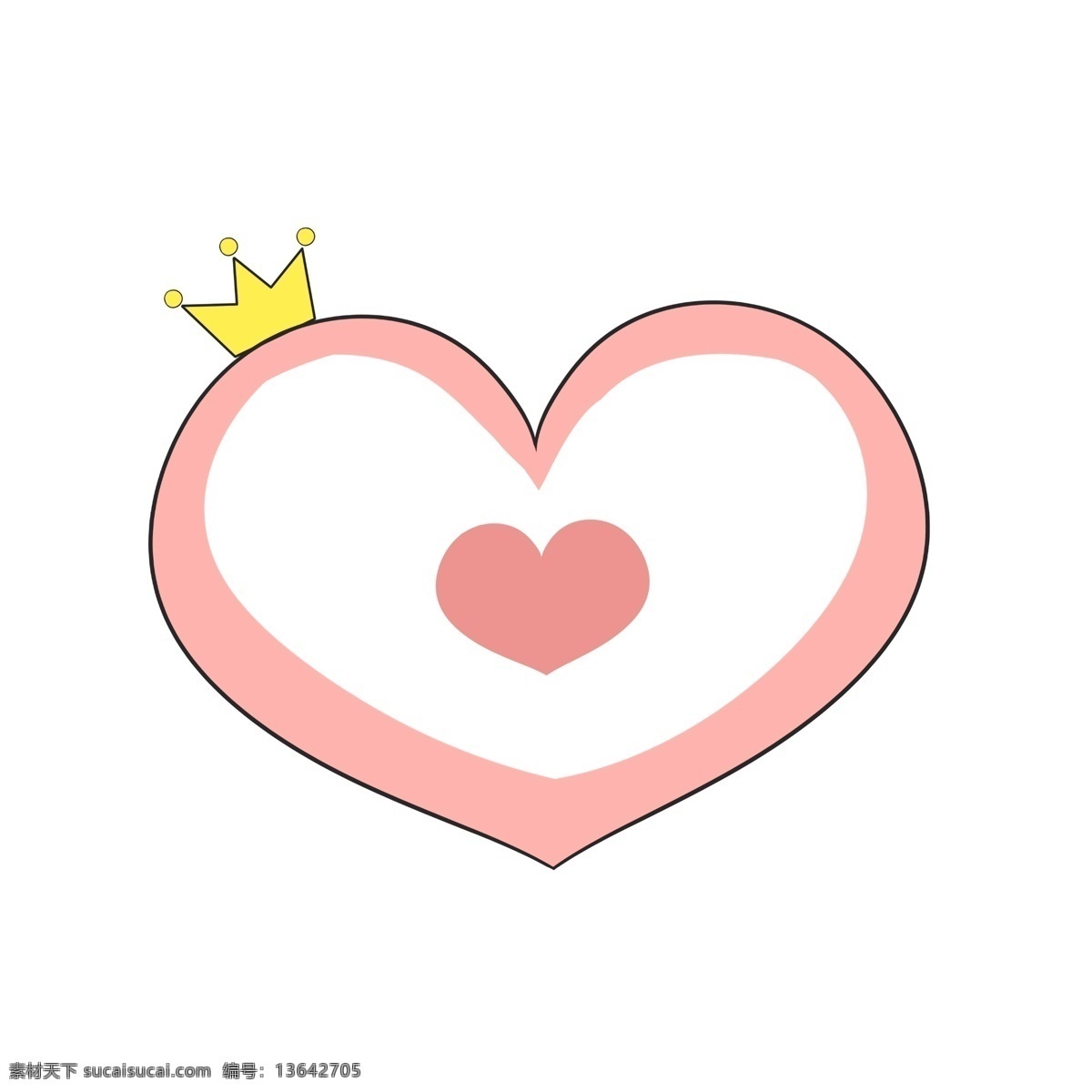 粉红色 心形 边框 插画 爱情信物 黄色皇冠 对话看 唯美边框 边框插画 装饰框