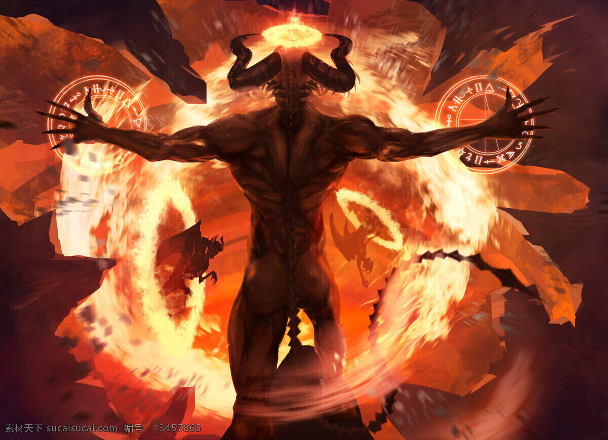 烈火 恶魔 游戏人物 背景 海报 素材图片 游戏 人物 杂图