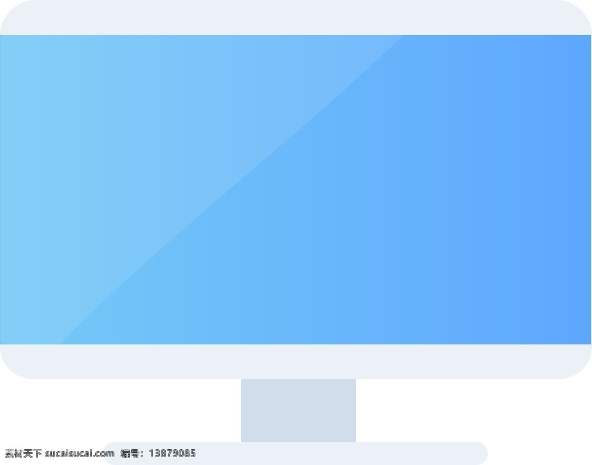 蓝色 创意 圆角 电脑 元素 扁平化 矢量图 卡通插画 ui图标 光泽 纹理 底座
