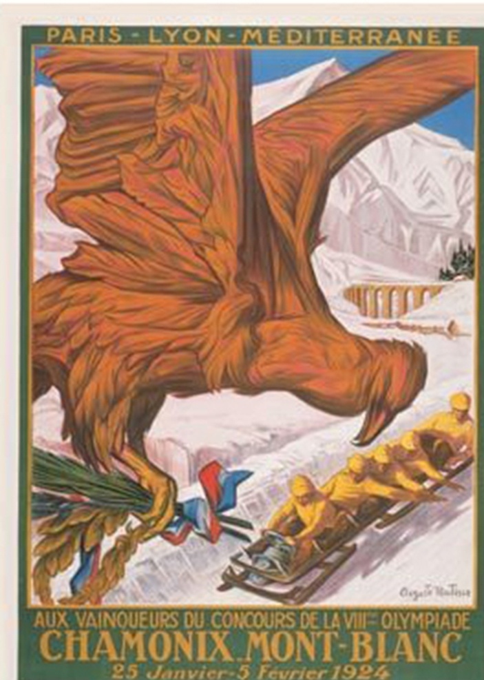 1924 第一届 夏蒙尼 冬奥会 会徽 奥运会 法国 印刷 标志图标 公共标识标志