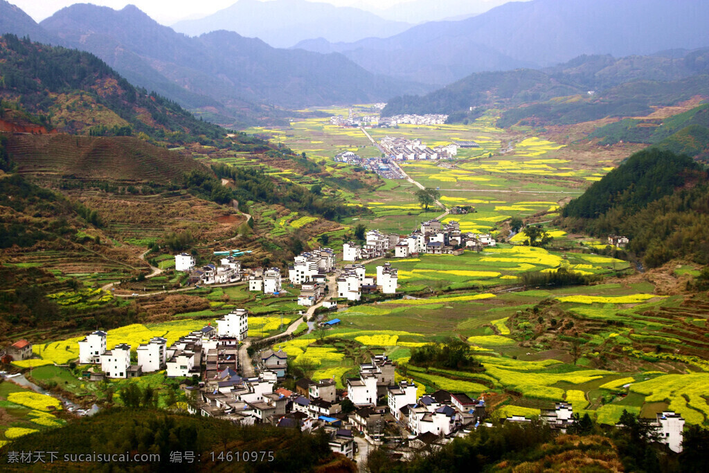 山村 田園風(fēng)光 遠(yuǎn)山 油菜花田 鄉(xiāng)村景色 自然風(fēng)景 農(nóng)業(yè)景觀 春季景色 村莊建筑 綠色田野 生態(tài)環(huán)境 鄉(xiāng)村生活 田園美景