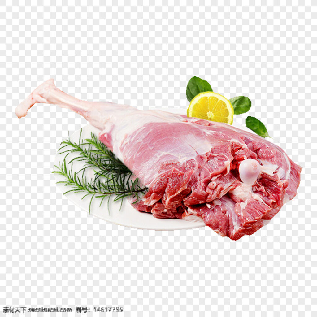 羊腿肉 生羊腿 食材 原料 羊肉 新鮮羊腿 未加工 肉類 烹飪原料 檸檬裝飾 香草裝飾 健康食材 肉類原料