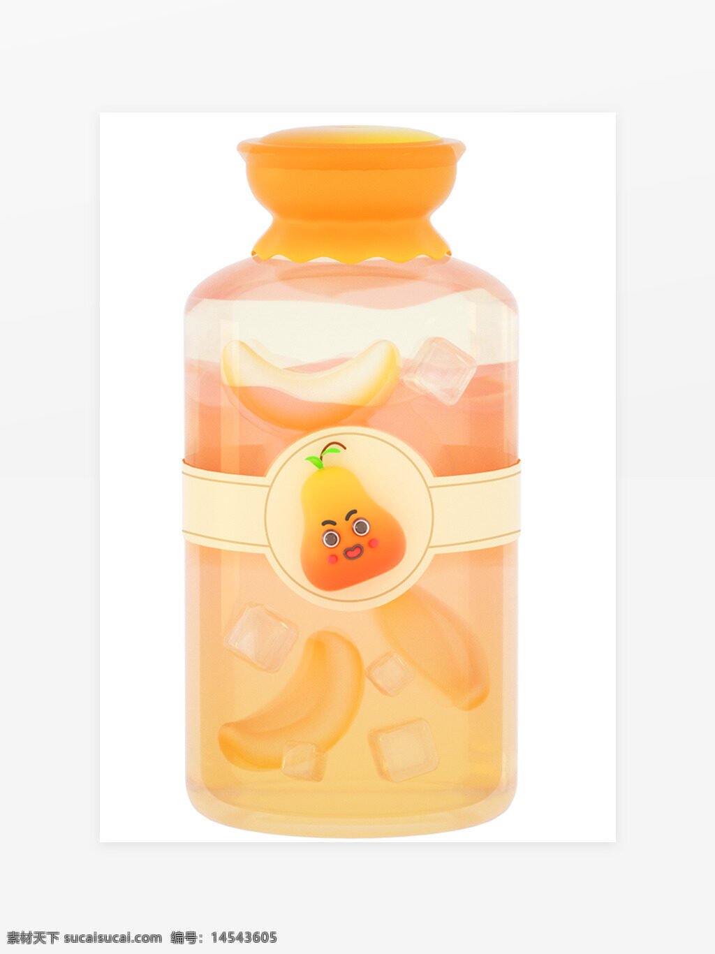 3d 立体 卡通 水果 饮料 玻璃瓶 雪梨 果汁