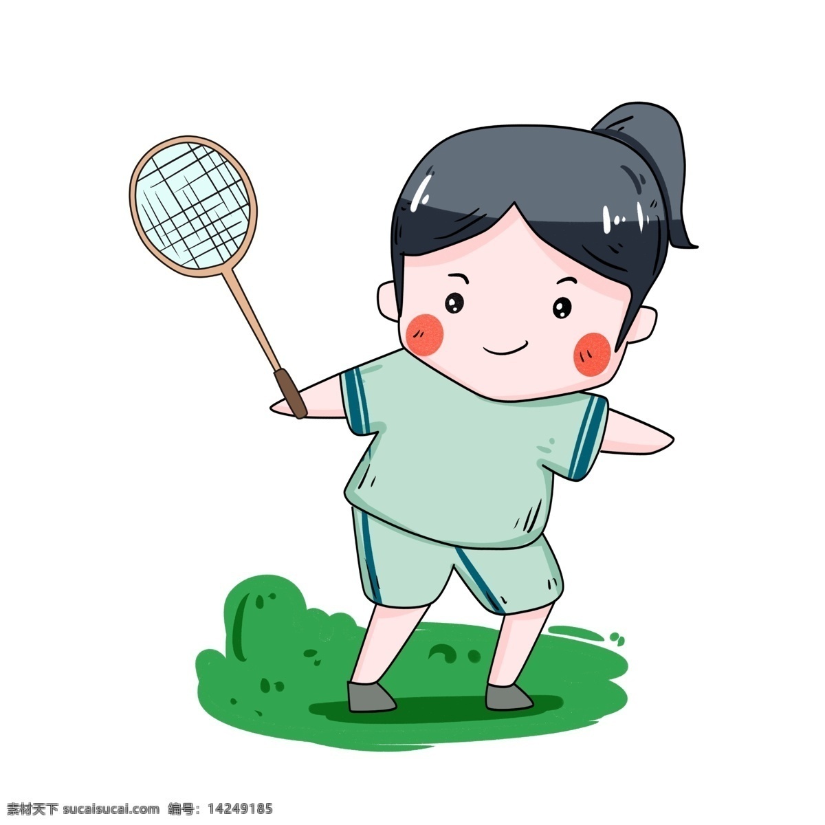 运动 女孩 羽毛球 运动女孩 打羽毛球 卡通人物 动物人物