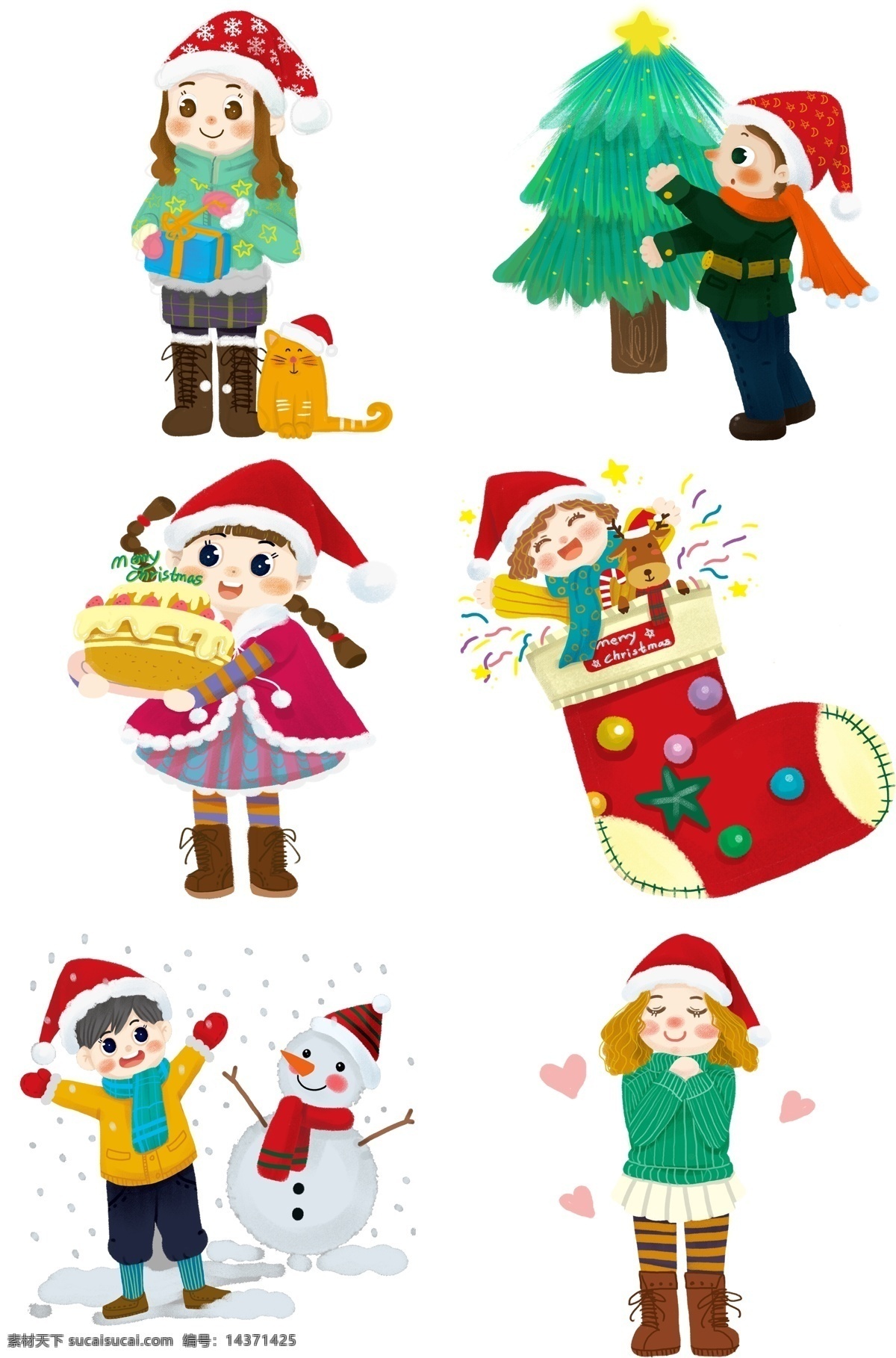 圣诞节 孩子 故事 现场 圣诞 节日 男孩女孩系列 礼物 传统习俗 可爱 卡通风 童话风格 边框 插画 壁纸 装饰画