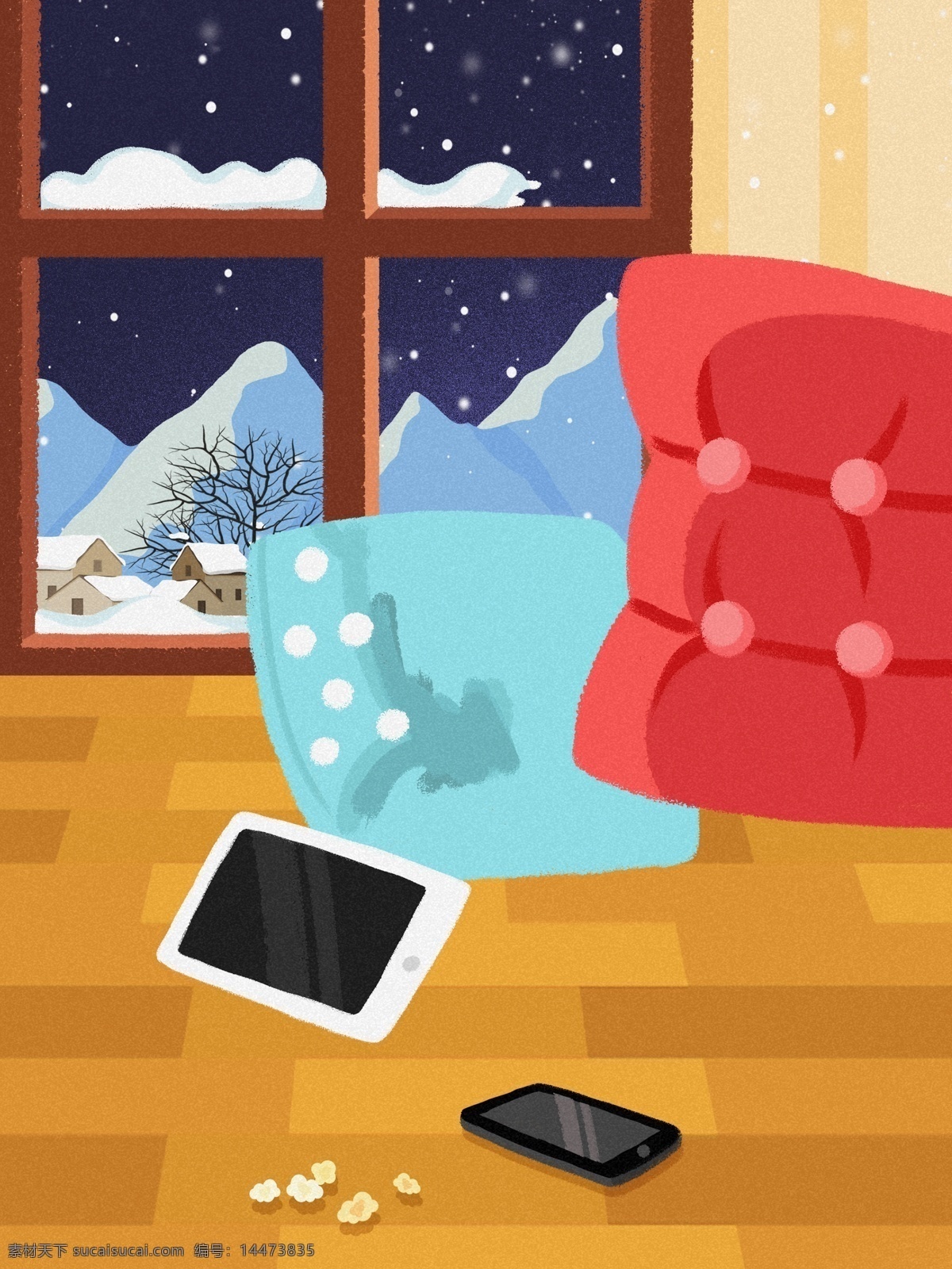 冬季 家居 温馨 背景 沙发 星空 雪山 雪景 窗户 广告背景 psd背景 背景展板 背景展板图 背景图 手机 平板