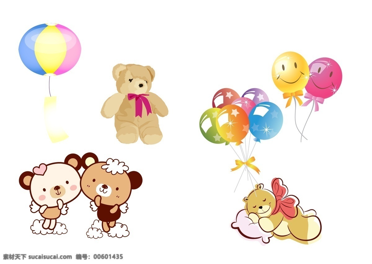 卡通小熊 气球 卡通素材 装饰素材 装饰 卡通 动感 炫丽 时尚 潮流 韩国 唯美 儿童素材 卡通小熊素材 气球素材 热气球 各种气球 五颜六色 一束气球 卡通气球 分层 源文件