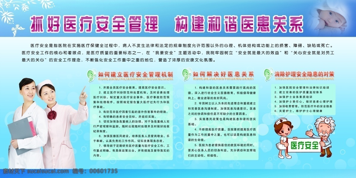 医疗安全展板 医疗 安全 展板 医疗安全 医生 护士 卡通 卡通医生 医疗安全制度 医疗制度 医患关系 医患 安全月 规章制度 展板模板 广告设计模板 源文件库