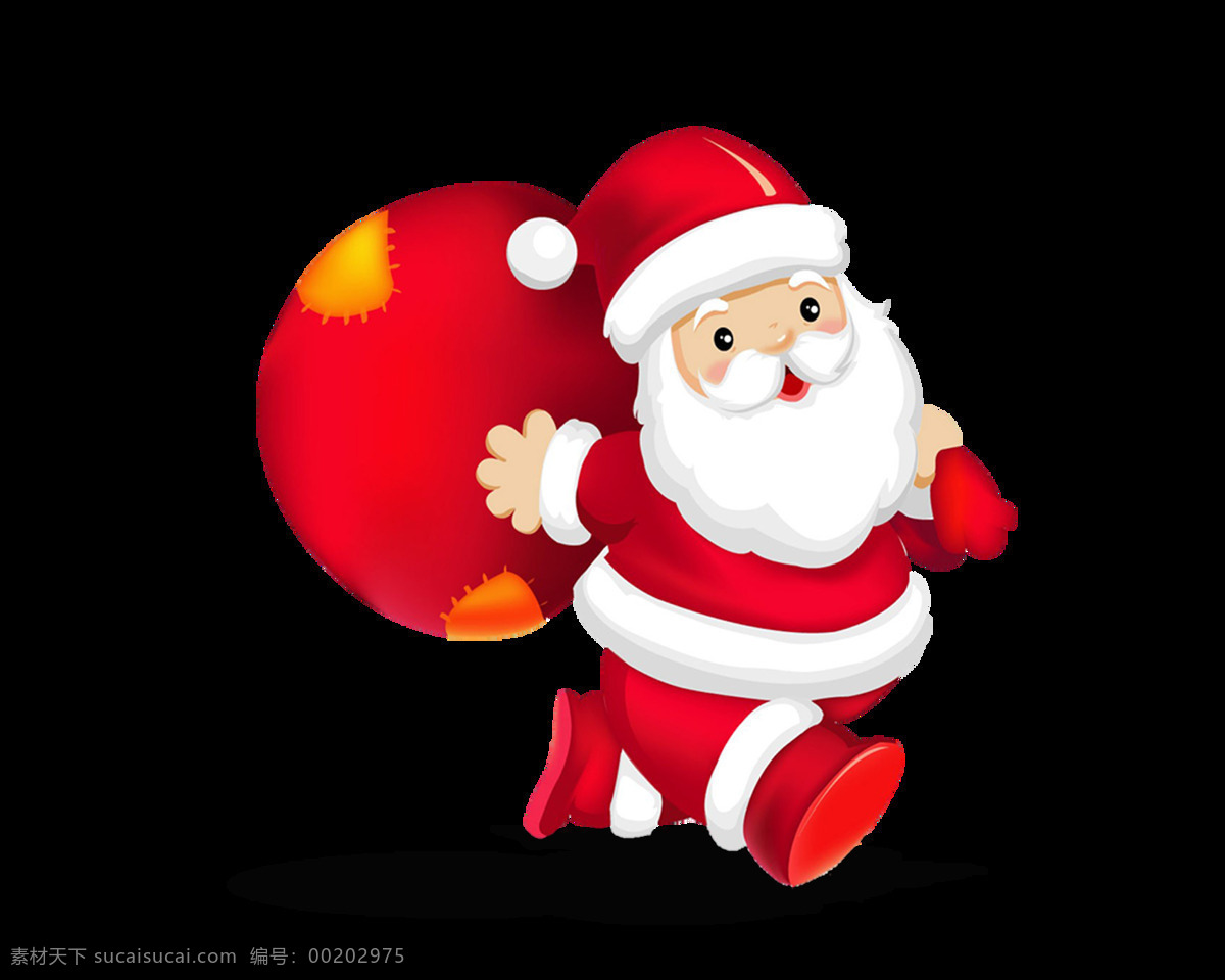 奔跑 圣诞老人 元素 png元素 白胡子 红色 节日 礼物 帽子 免抠元素 圣诞 透明素材