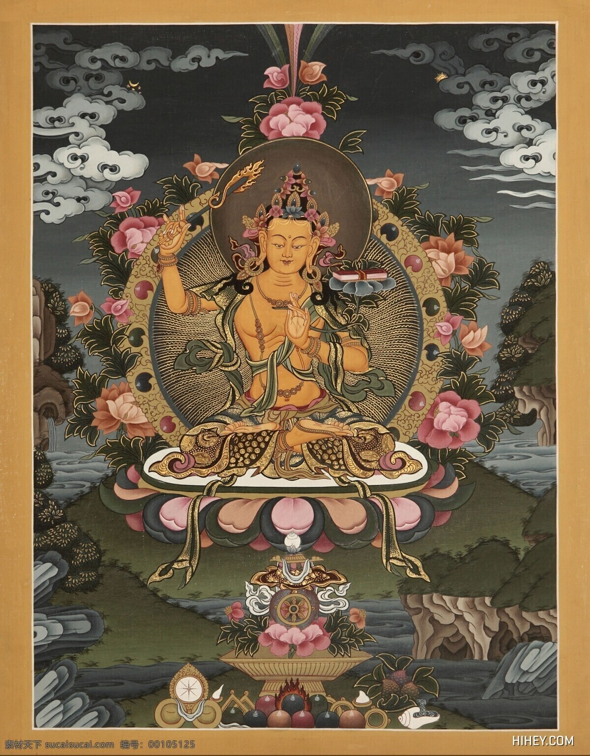文殊菩萨 文殊师利 西藏 唐卡 西藏佛像 藏传佛像 绘画书法 文化艺术