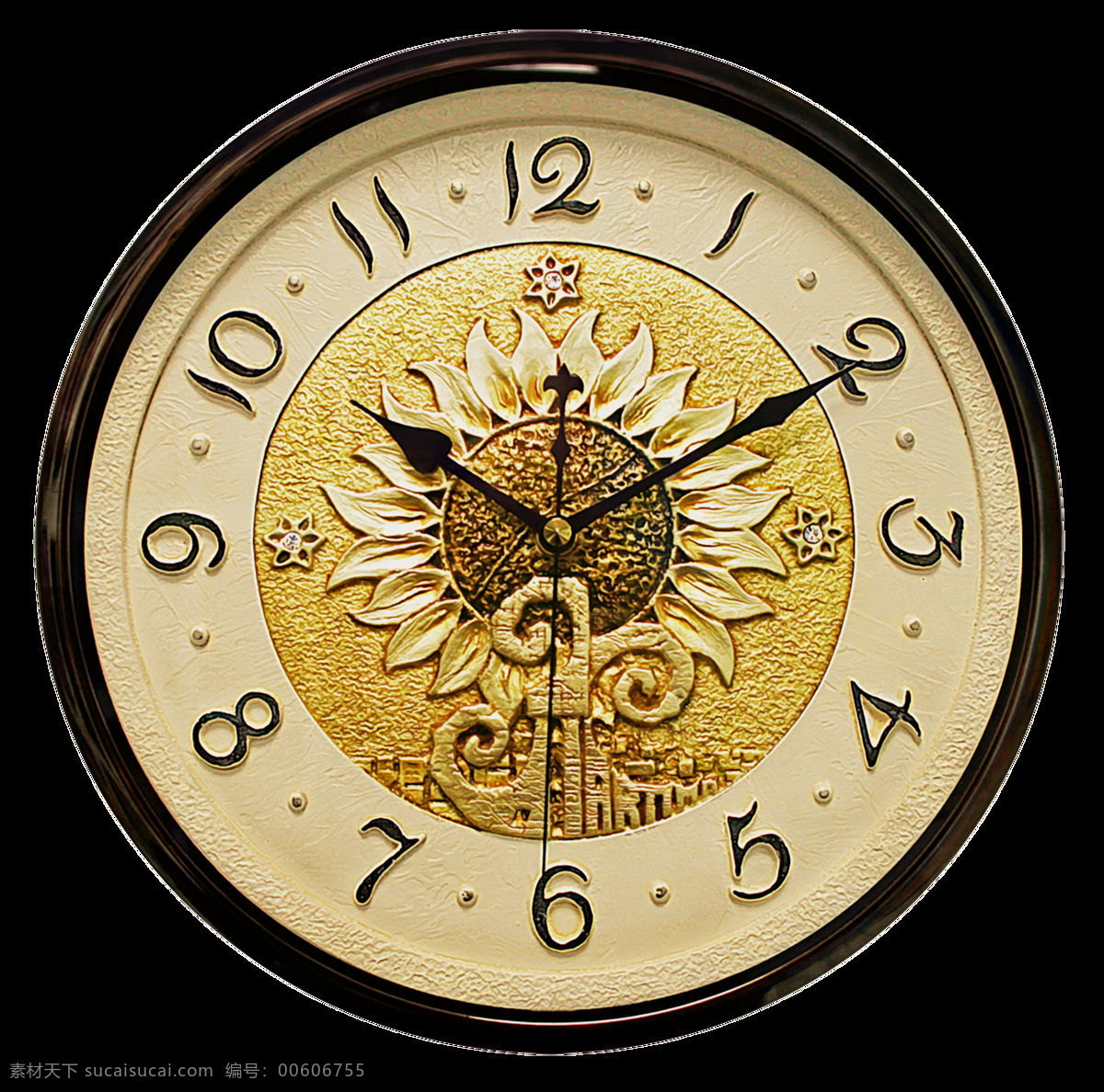 手绘 复古 时钟 透明 金色 免扣素材 时针 数字 透明素材 装饰图案