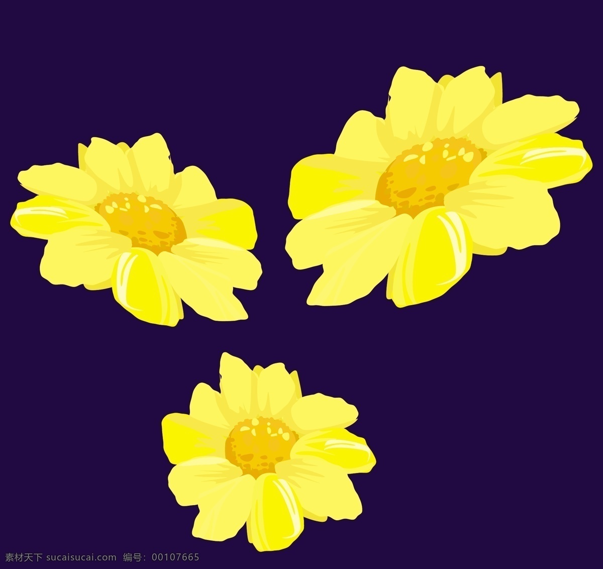 漂亮 黄色 花朵 矢量