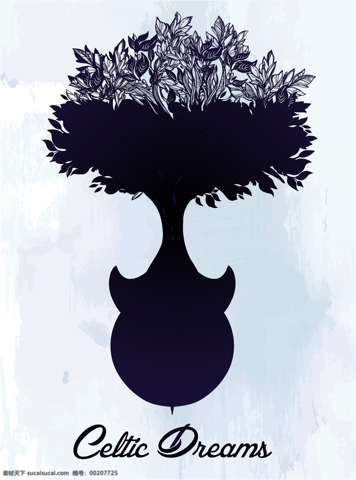 黑白 时尚 艺术 大树 插画 图案 植物
