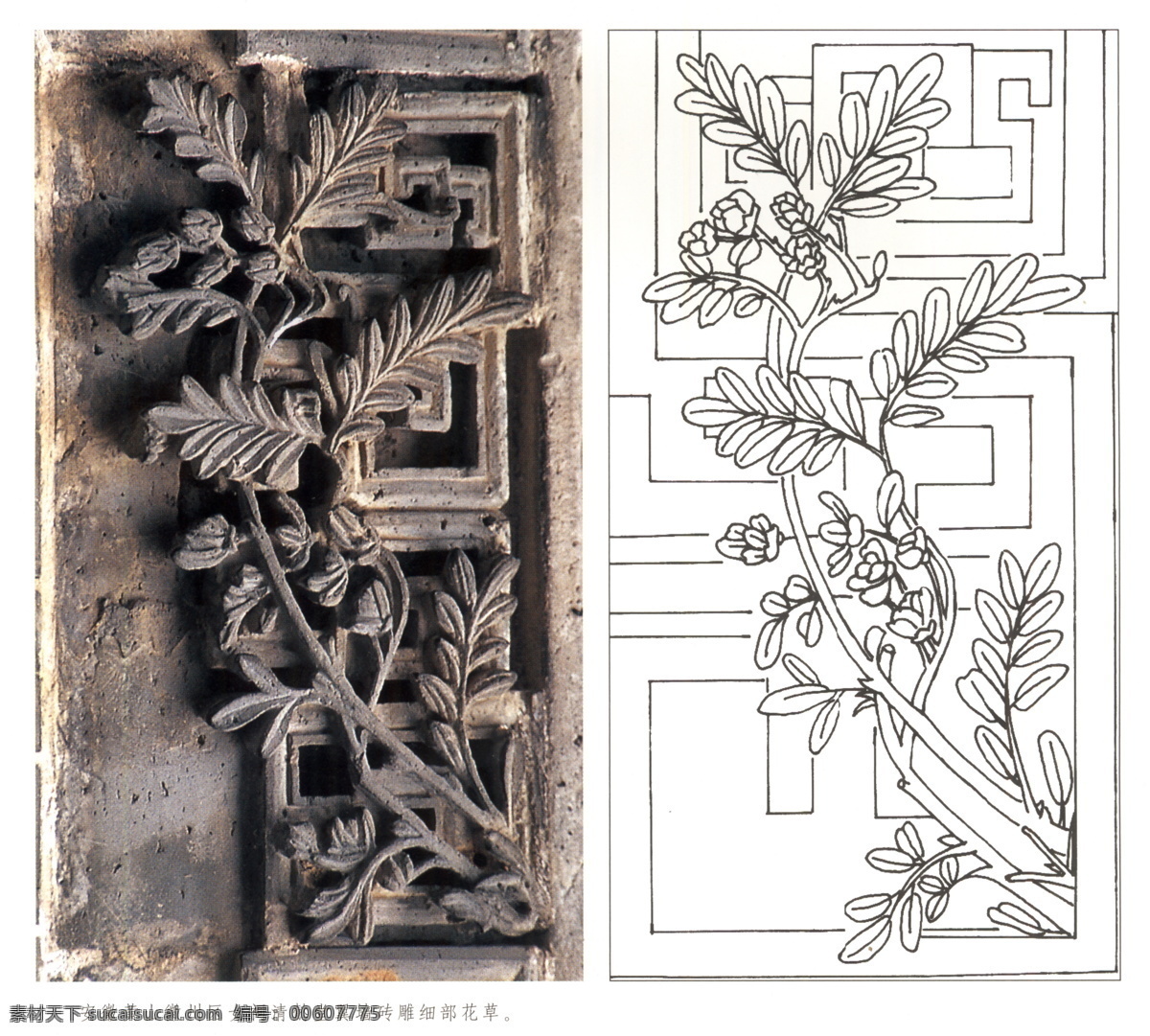 古代建筑 雕刻 纹饰 草木花卉 设计素材 古建图案 其他资料 建筑装饰 白色