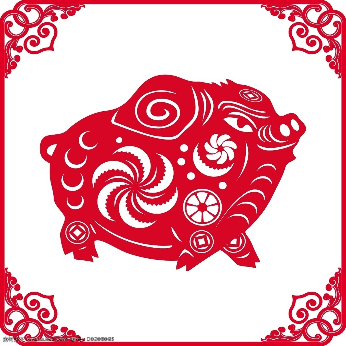 矢量 猪 剪纸 卡通素材 矢量潮流 矢量卡通 矢量图 中国元素 其他矢量图
