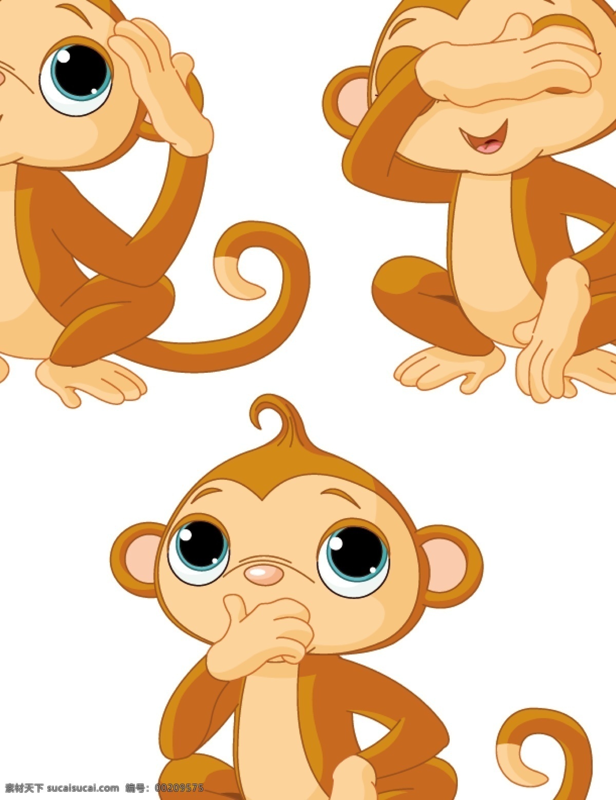 猴子位图 猴子 卡通 形象 矢量 逗 可爱 动物 卡通形象 矢量素材 ai格式 其他生物 生物世界