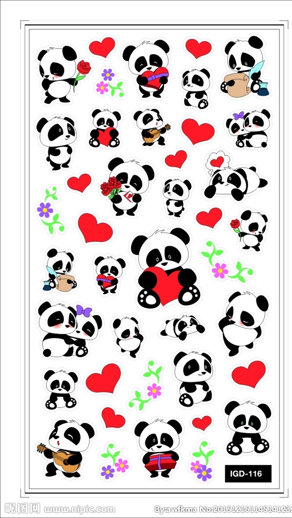 可爱 贴纸 卡通 熊猫 动物 矢量素材 卡通熊猫 熊猫贴纸 卡通设计