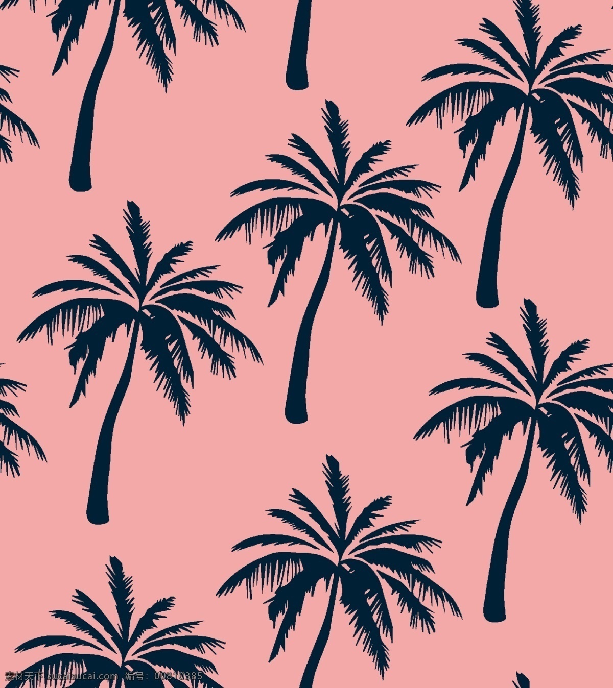 粉色椰树 椰树 沙滩裤 分子 数码 印花 分层