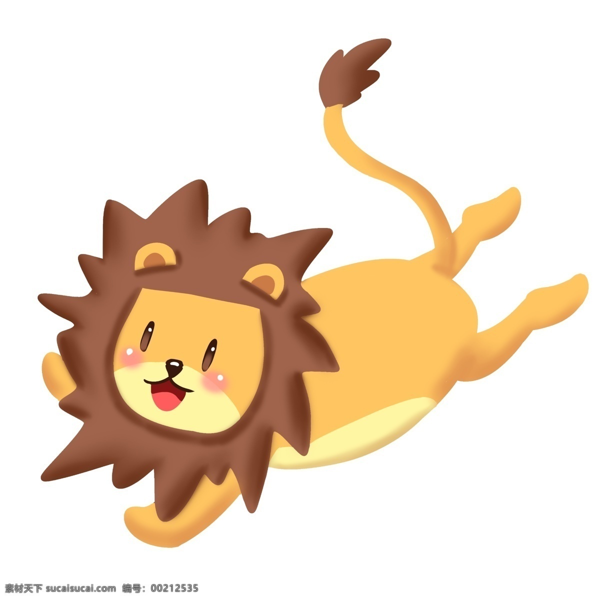 趴 卖 萌 小 狮子 插画 可爱的狮子 动物 翘尾巴 趴着的小狮子 卖萌的小狮子 开心狮子