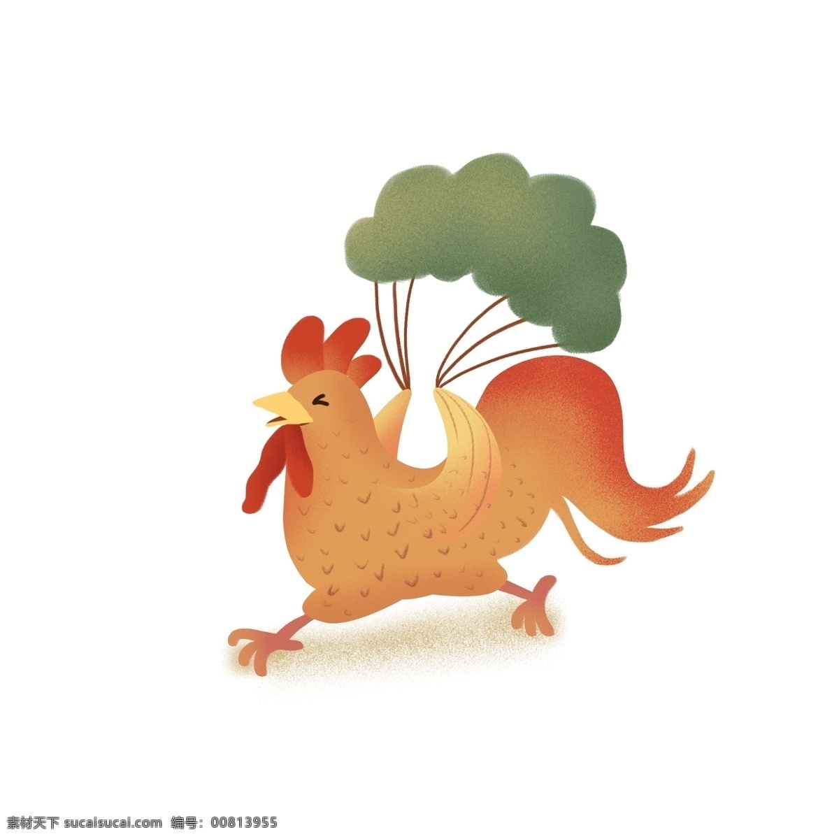 彩绘 奔跑 公鸡 插画 商用 元素 创意设计 游戏 插画设计 吃鸡